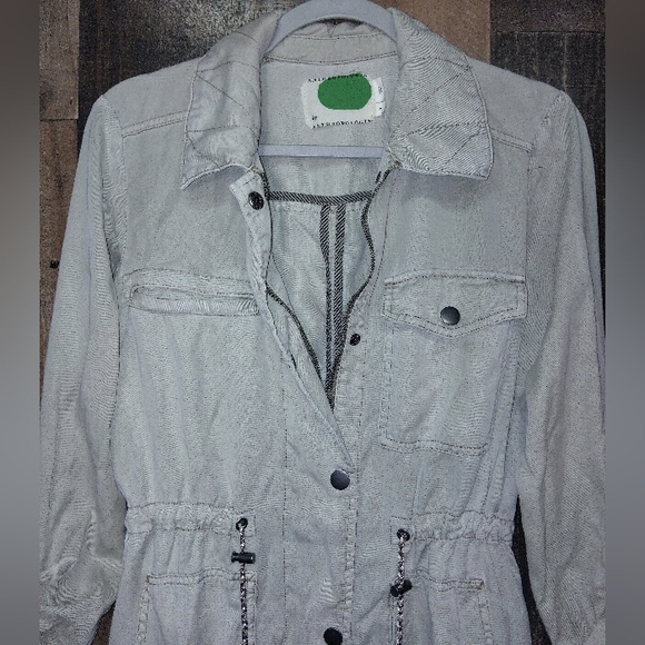 Anthropologie Manto Field Jacket, Khaki Lightweight, Drawstring Waist Size Small - Picture 4 of 9